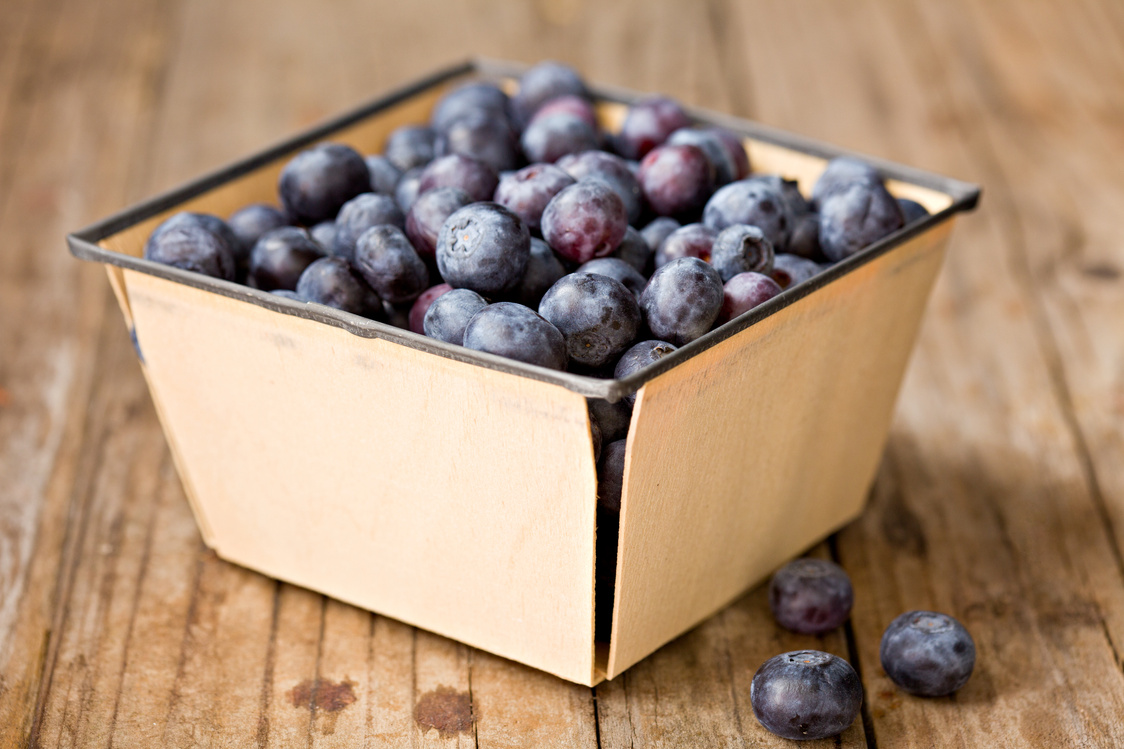 Blueberries In A Vintage Produce Basket