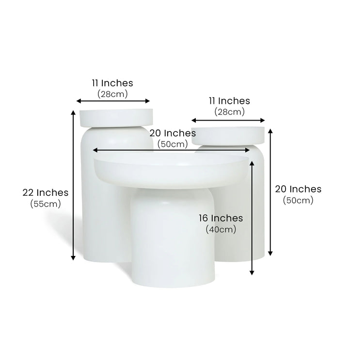 The New York Table Set of 3 White