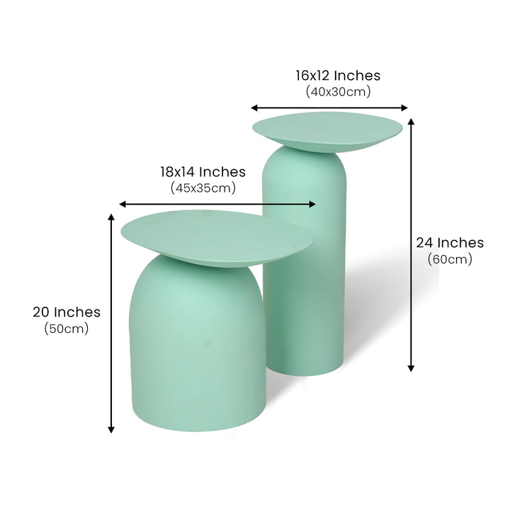 Dolphin Tables Set of 2 Cool Green