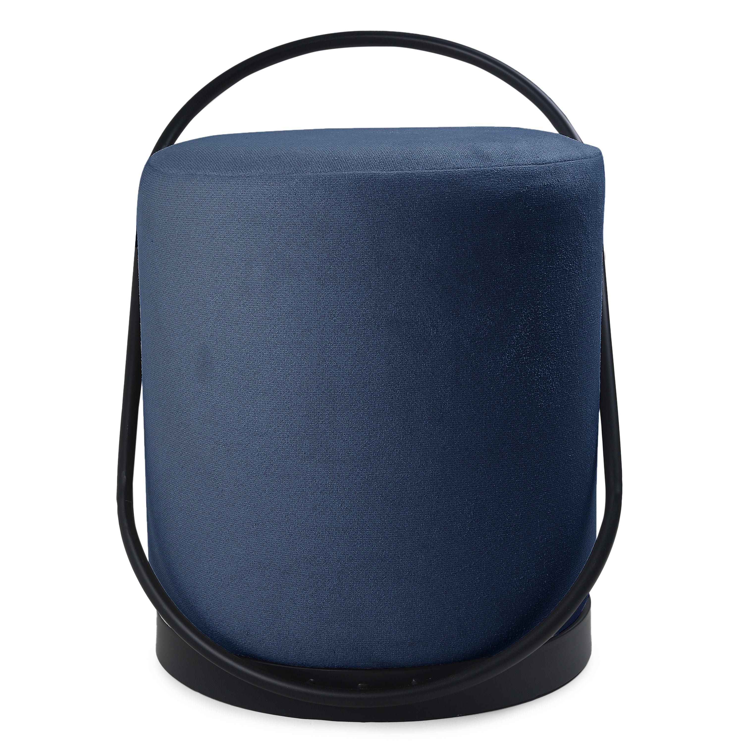 Bennett Pouffe Black with Blue