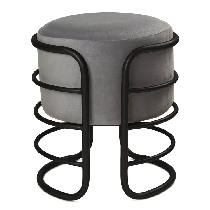 Oliver Pouffe Black with Grey